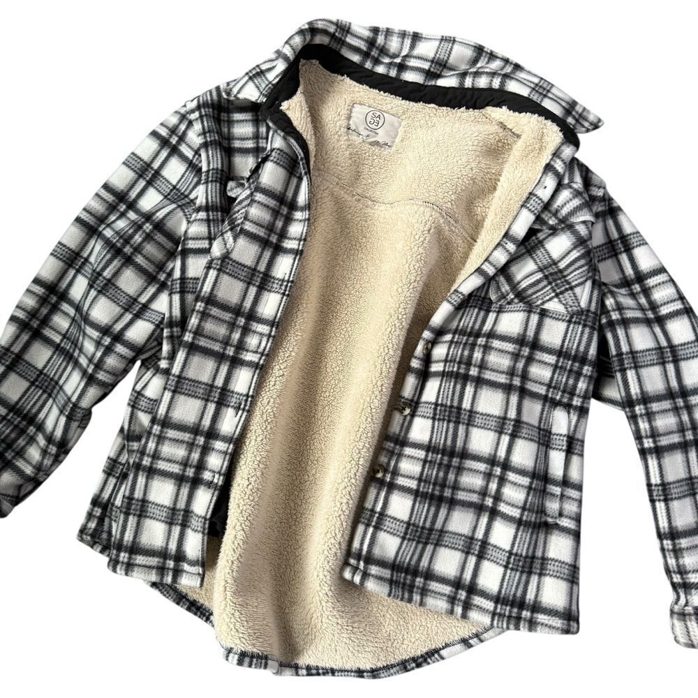 SAGE Sage Long Sleeve Plaid Super Plush Sherpa Lined Fleece Shirt Jacket XXL 2X - Picture 14 of 14